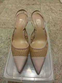 ZARA ベージュ ポインテッドトゥ ミュール