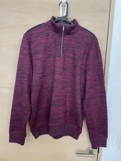ハイネックジッパー付きセーター 赤紫