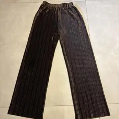 美品☆プリーツベロアパンツ　ブラウン