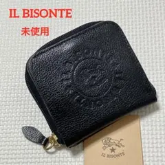 未使用 IL BISONTE レザー二つ折り財布　サークルロゴ　ブラック　黒