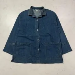 カジュアル デニムジャケット 無地 ブルー 38 綿混 通勤 ベーシック 春