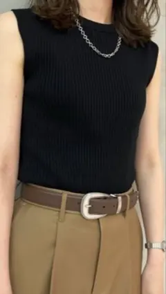 Mila Owen リブノースリーブトップス ブラック