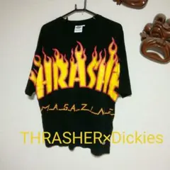 スラッシャー×ディッキーズデカロゴTシャツ 　ファイアーパターン