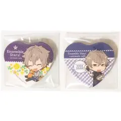 新品★あんスタ★UNDEAD【大神晃牙】アニカフェ★ハート型缶バッジ★2点セット