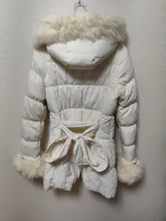 ホワイトダウンコート　 フード付き