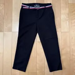 トミー ヒルフィガー ベルト付き ストレッチ カジュアルパンツ ブラック