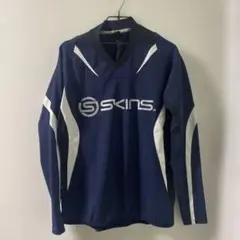 SKINS ネイビー Vネック 長袖ピステ S