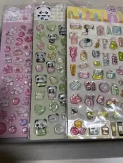 アニマルなどの3Dシール ※硬いシール3枚セット