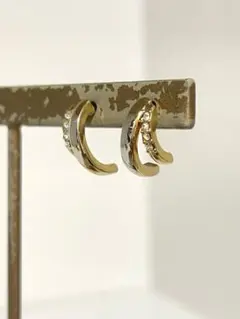 ゴールドフープ　ニッケルフリーピアス ストーン付き