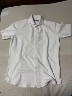 NANO UNIVERSE ホワイト半袖ワイシャツビジネスポロシャツ