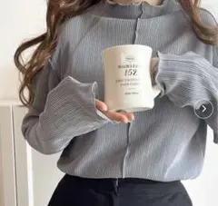 2wayメロープリーツハイネックトップス　グレー　classicalelf