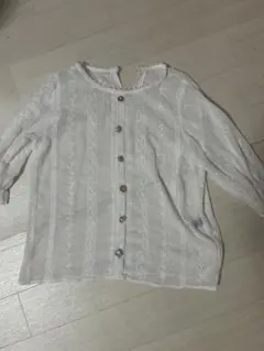 レディース ブラウスホワイト 五分袖