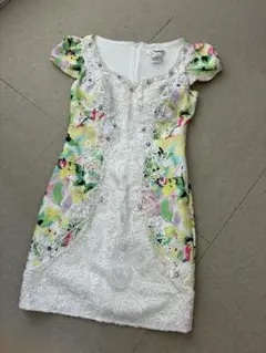(L08448)Lip line　タイダイ風　レース　ミニ　ワンピース　ドレス