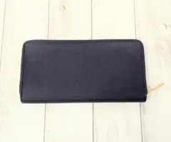 無地 シンプル　長財布 ラウンドファスナー 財布　ネイビー