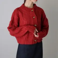 LAULEN 美品　ケーブル編みカーディガン