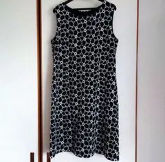 ノースリーブAラインひざ丈ワンピース 花柄　Lサイズ　綿１００％