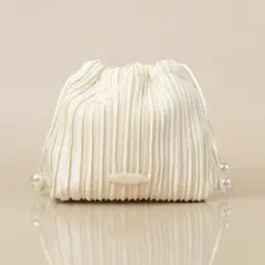 匿名配送☆ 新品 ヒンス プリーツポーチ アイボリー