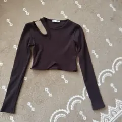 値下げZARA ダークブラウン カットアウトトップス S　チューブトップ