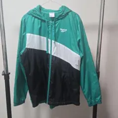 Reebok ナイロンジャケット グリーン/ブラック/ホワイト