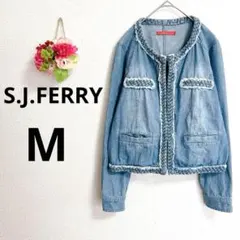 a6006 S.J.FERRY デニムジャケット ノーカラー カジュアル M