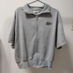 VEHEMENT.. ハーフジップ 半袖カットソー グレー ラメ入り