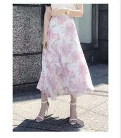 rienda 花柄ロングスカート　スカート　フリルスカート　ピンクスカート