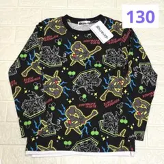 ポケモン　長袖Tシャツ　サイズ130㎝　ロンT 総柄　ブラックレックウザ　黒