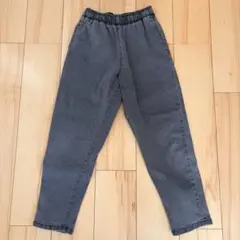 GU キッズ ストレッチデニムシェフパンツ 150 グレー