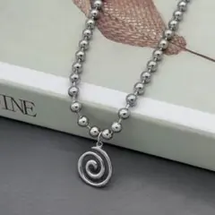 ボールチェーン ネックレス シルバー ステンレス ロゴ シンプル モード