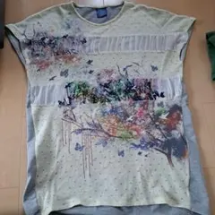 iS ScoLar 蝶々 花柄 半袖 チュニック