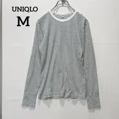 【ユニクロ UNIQLO】長袖ニット ストライプ ホワイト ネイビー Mサイズ