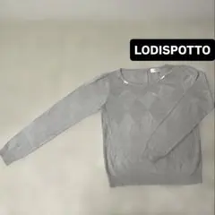 【LODISPOTTO】アーガイル柄ニットトップス（M・グレー）