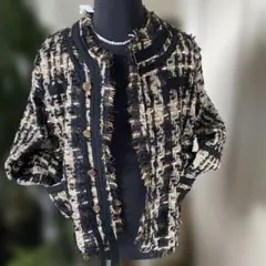 ノーカラー ツイードジャケット