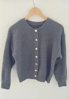 グレーのラメ入り長袖カーディガン M
