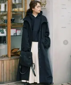 Libra ハイネックボリュームロングコート チャコール フリーサイズ