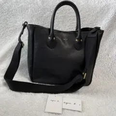 agnes b.(アニエスベー) 2way トートバッグ 美品 ブラック シボ