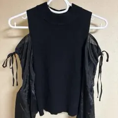 リブニット トップス 黒　Mサイズ
