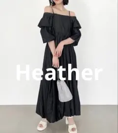 Heather 2WAYオフショルワンピース　ブラックデニム　S