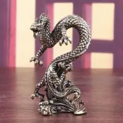 龍 ドラゴン 竜像置物 置き物 縁起物 風水インテリア シルバー 開運のサムネイル