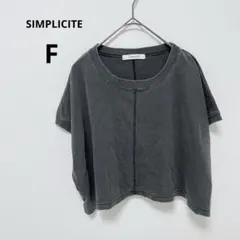 シンプリシテェ　半袖Tシャツ ダークグレー ショート丈　シンプル　無地　オーバーのサムネイル