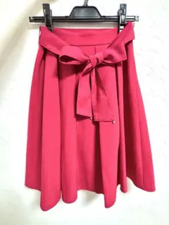 ミッシュマッシュ フレアスカート リボン付き ピンク