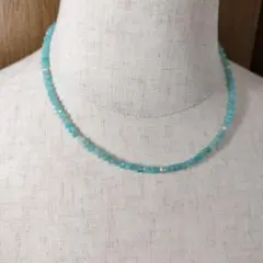 アマゾナイトネックレス、3mm丸玉カット、38cm、全長43cm