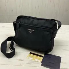 正規品✨プラダ ショルダーバッグ 三角ロゴプレート テスートナイロン レザー 黒