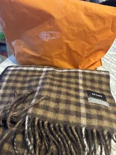 BEAMS ブラウンチェック マフラー