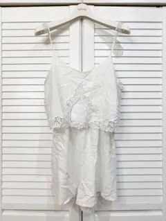 新品未使用 H&M キャミソール レース刺繍ロンパース オールインワン 白