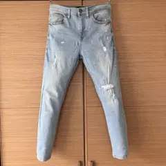 ザラ　ダメージ　デニム　ジーンズ　スキニー　ペイント　ZARA