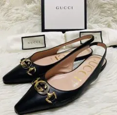 GUCCI ブラック ポインテッドトゥ フラットシューズ 2026年最新】GUCCI つま先：ポインテッドトゥ レディース フラット