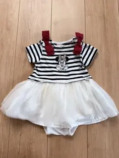 プティマイン ミニーマウス ストライプ ワンピース 80 petit main