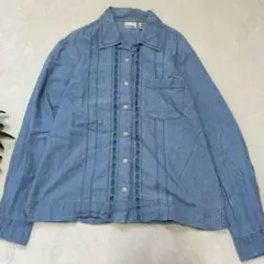 80's90's L.L.Bean 刺繍入りレトロ古着 長袖シャツライトブルー