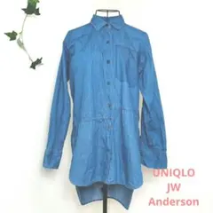 UNIQLO　JW Anderson　刺繍ロゴ　デニムシャツ 前後差ヘム